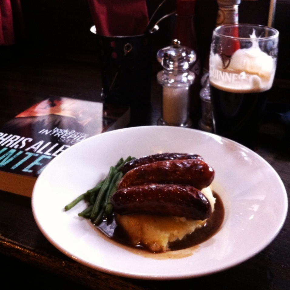 Can never go past a plate of bangers & mash at The Red Lion , and a pint of Guiness too!