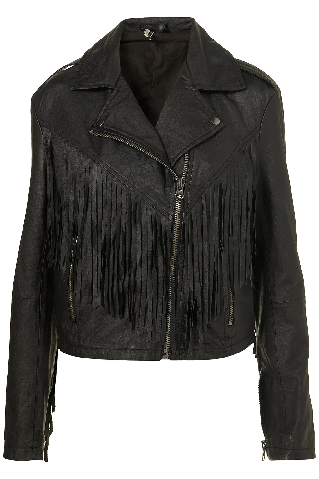 ​Inspired Look Fringed Leather Biker Jacket
Price:&nbsp;$370.00