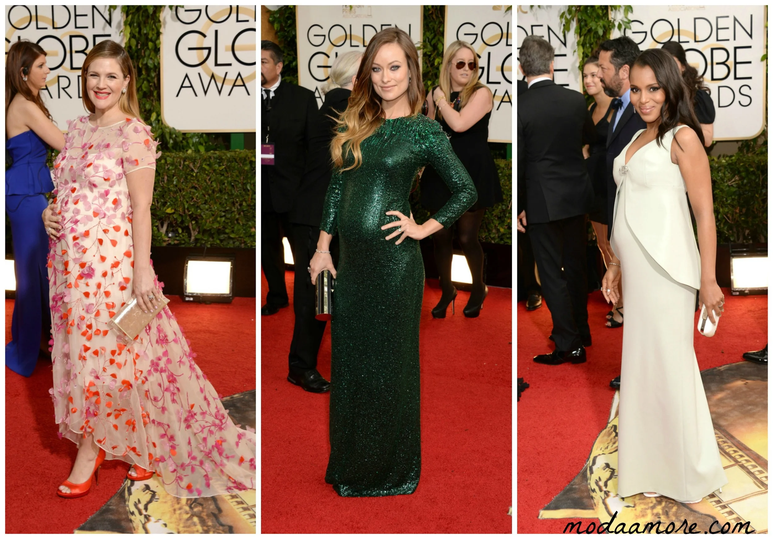 Drew Barrymore in Monique Lhullier, Olivia Wilde in Gucci, Kerry Washington in Balenciaga