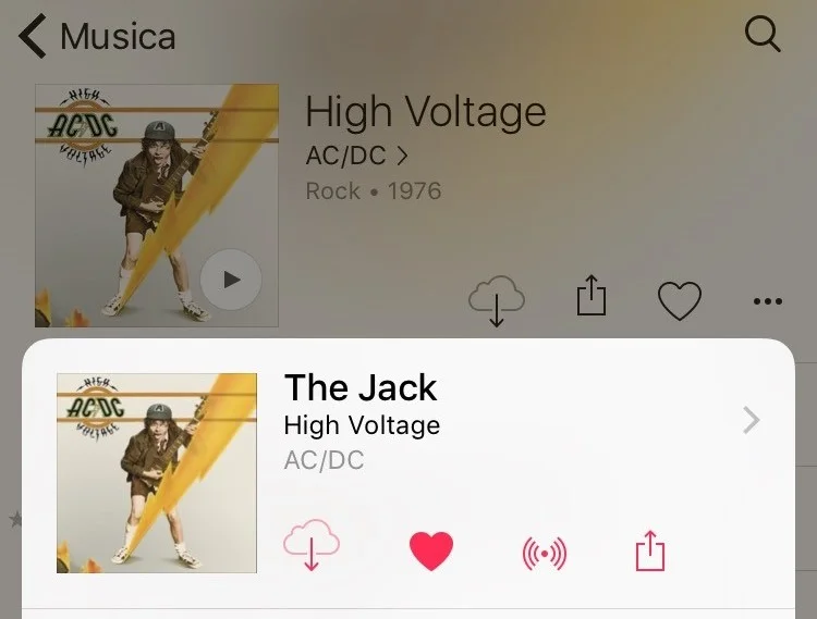 A screen from Apple Music UI on iOS