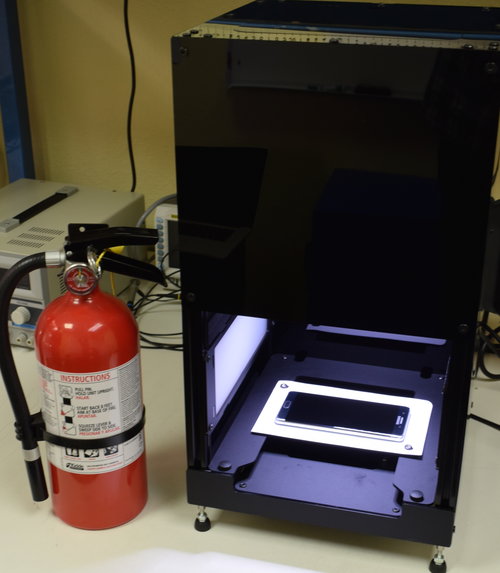 The team at Instrumental tested the phone with a fire extinguisher very close by...
