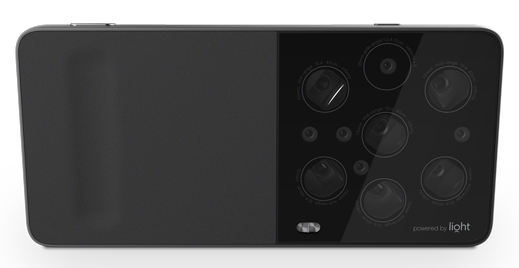 Artist's rendering of what a Light camera array on a smartphone might look like.