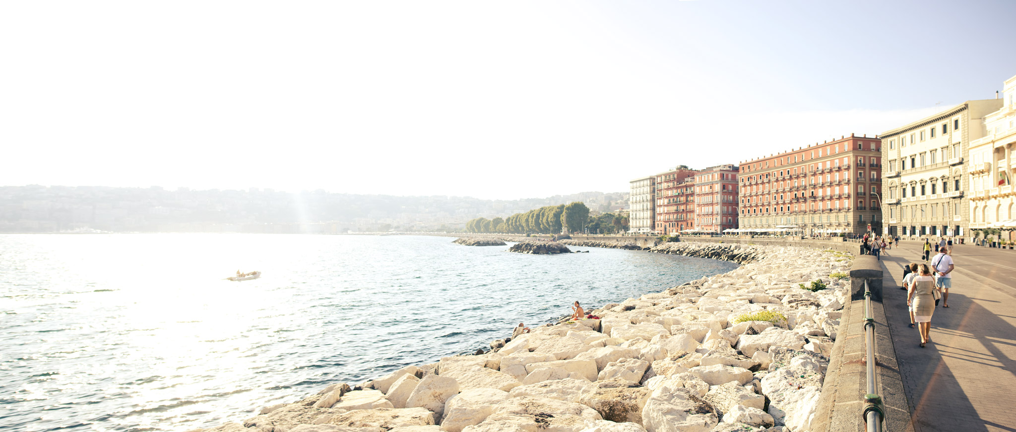 A view towards the Via Francesco Caracciolo and Bay of Naples