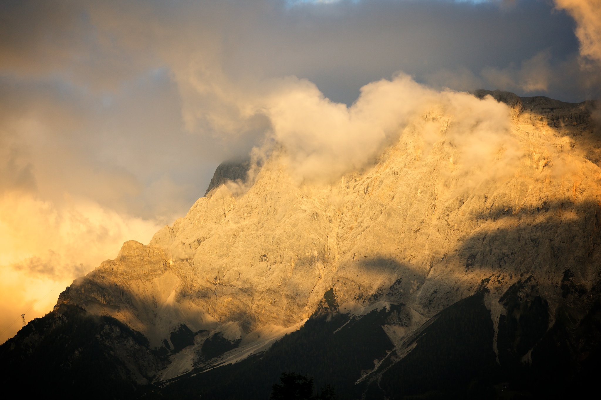 Zugspitze as seen from Austria at Sunset