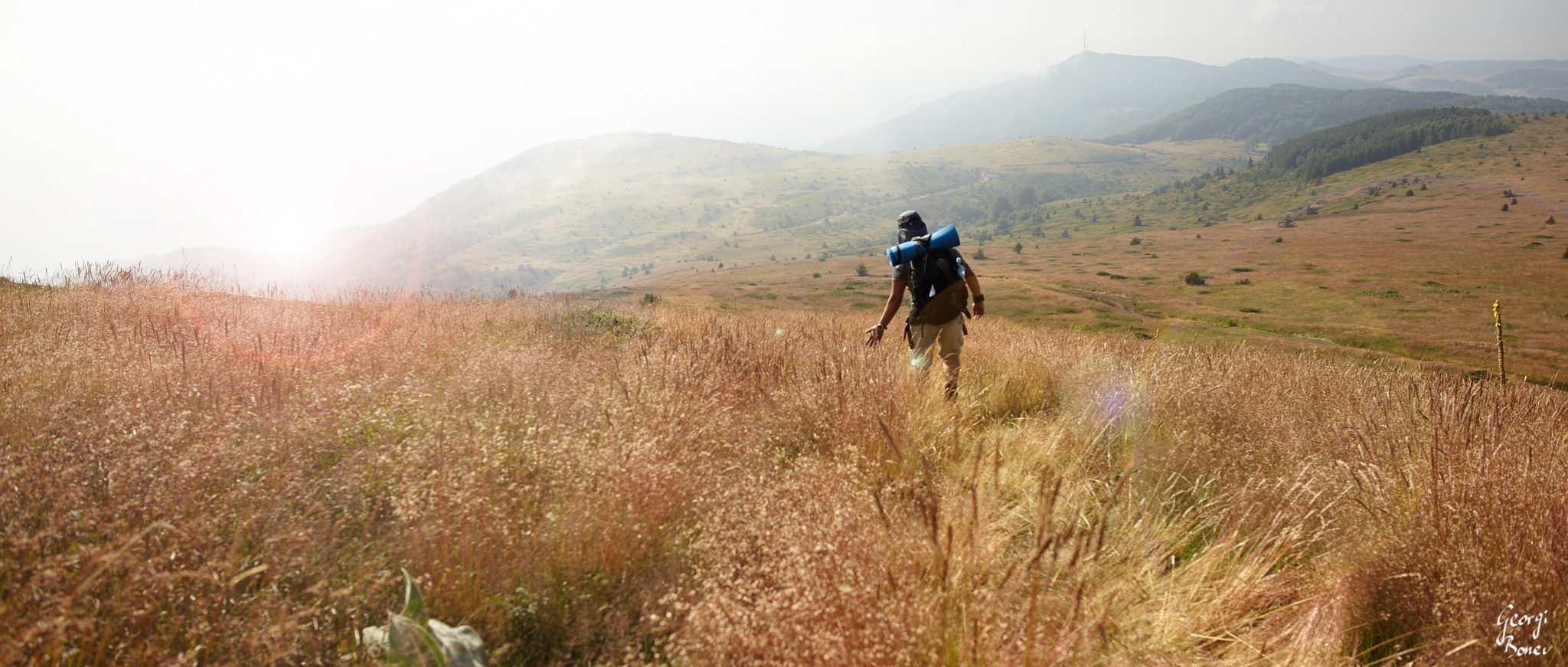 Mitko descending Kom peak, Bulgaria