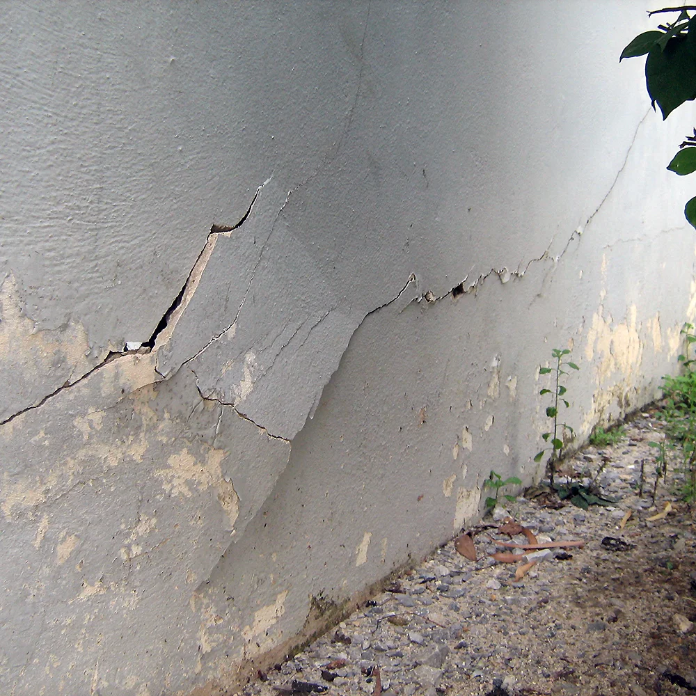 Figure 2. Shear cracks along foundation wall