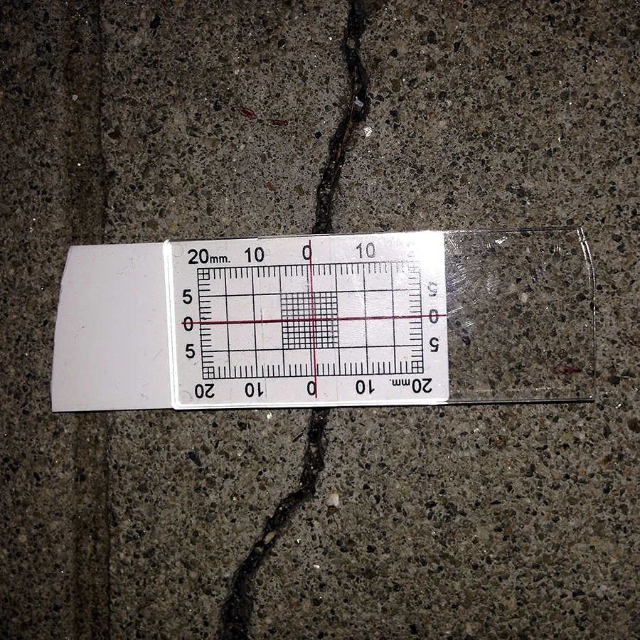 FIGURE 1. Crack monitoring concrete beam at the Rox San medical building in Beverly Hills, CA