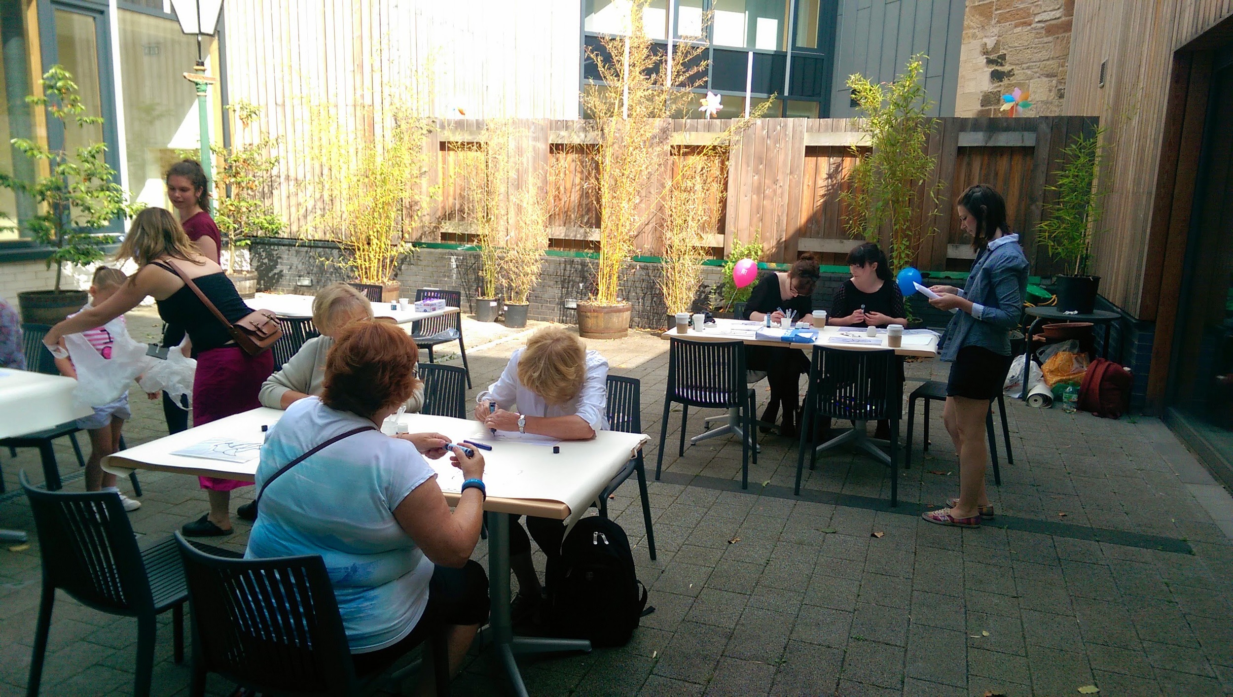 Summer morning light bathes the first workshop in the courtyard