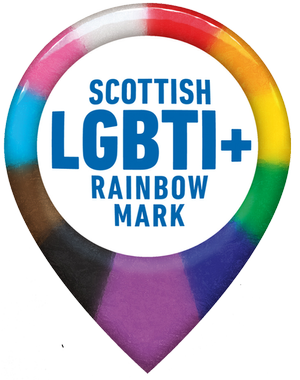 Scottish LGBTI+ Rainbow Mark. This organisation is committed to LGBTI+ inclusion.