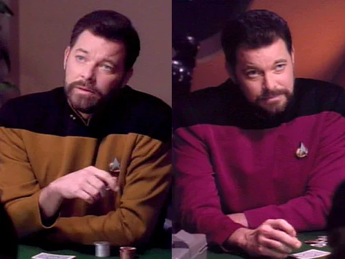 Thomas and William Riker. Starfleet’s (almost) first co-captain duo. Part of Nakamura’s Operation Confuse the Hell Out of the Crew.