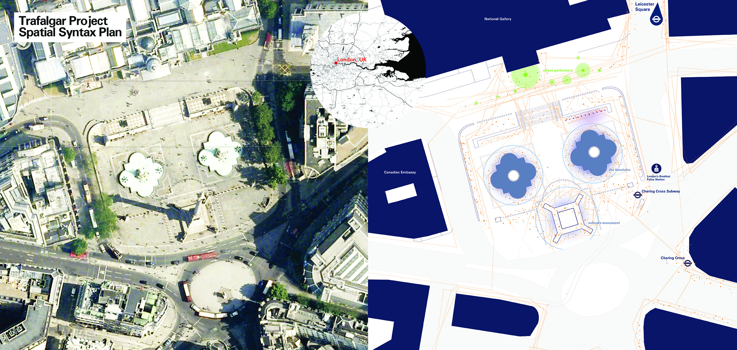 Trafalgar Square - Spatial Syntax Mapping