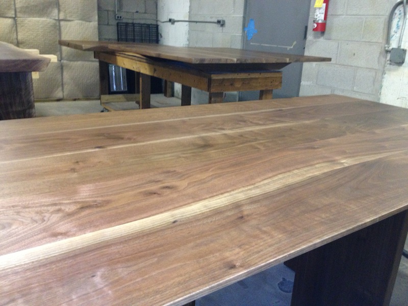 Walnut furniture in finishing room today.