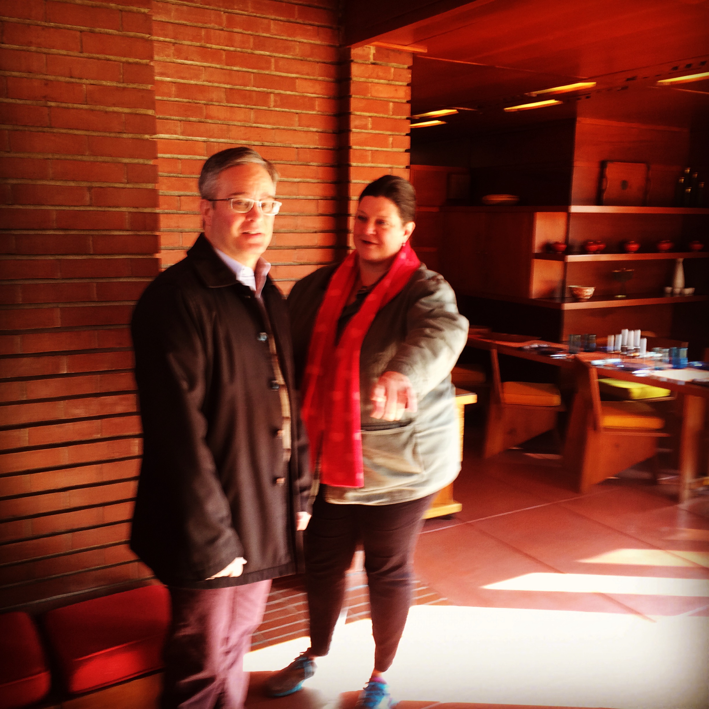 Kathleen Touring the Rosenbaum Home.