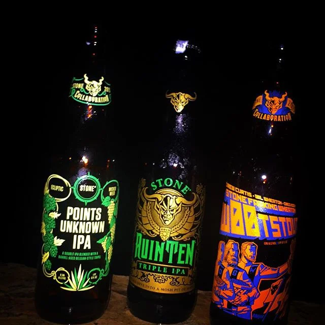 Stone Points Unknown IPA, RuinTen Triple IPA y Wootstout vía @justlissy en Instagram