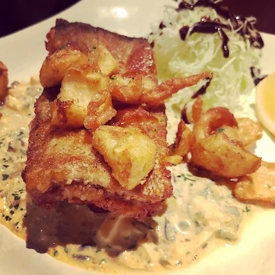 English style battered cod and chips
