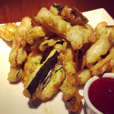 Curried courgette tempura