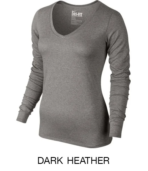 nike dri fit v neck women's long sleeve