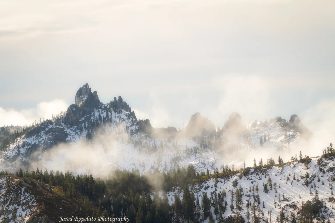 This view of Castle Crags was directly behind me when shooting Shasta and the fog. 