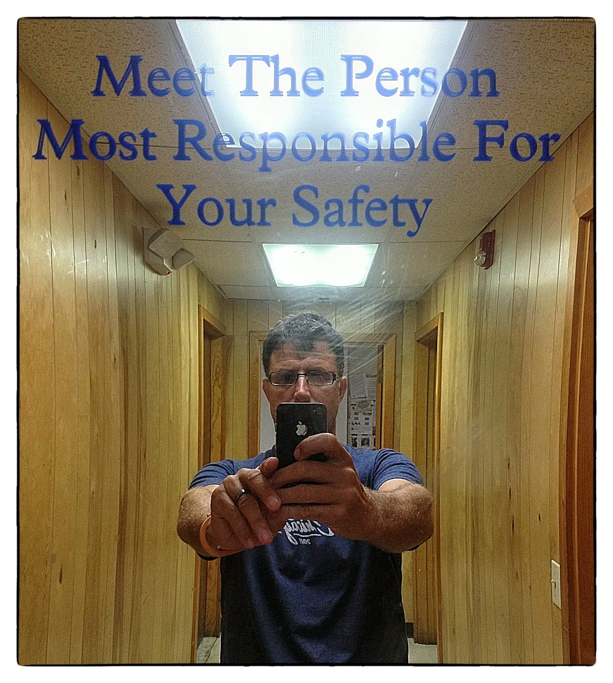Safety sign at Benny's Store, shot on August 27, 2013.
