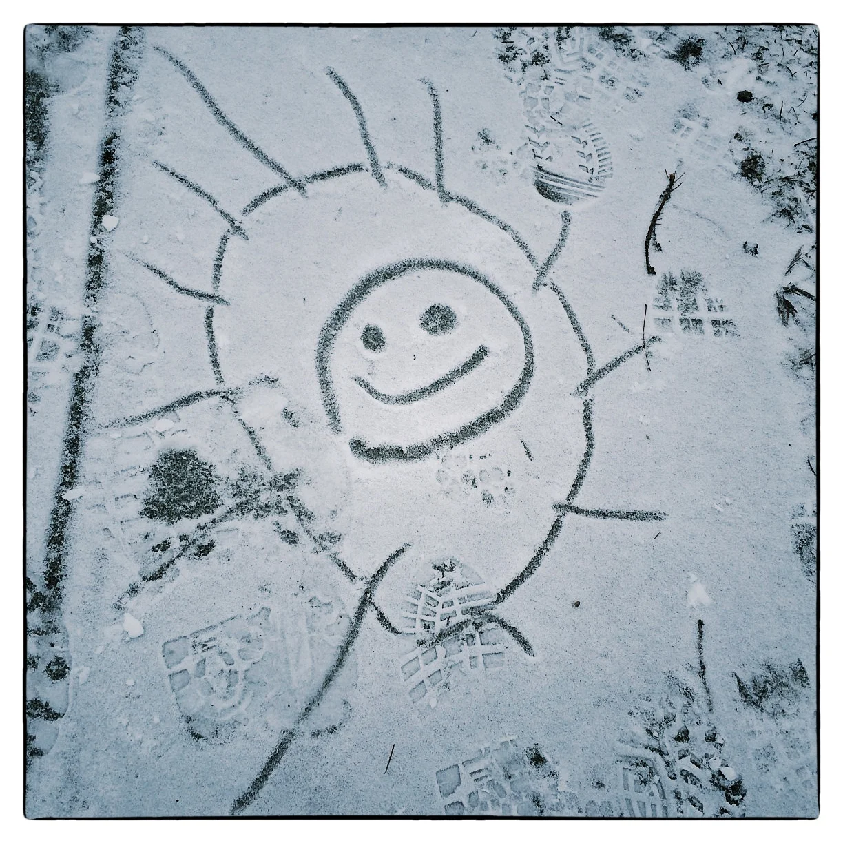 Snow art on the strolling path in Wilcox Park, shot January 2, 2014.