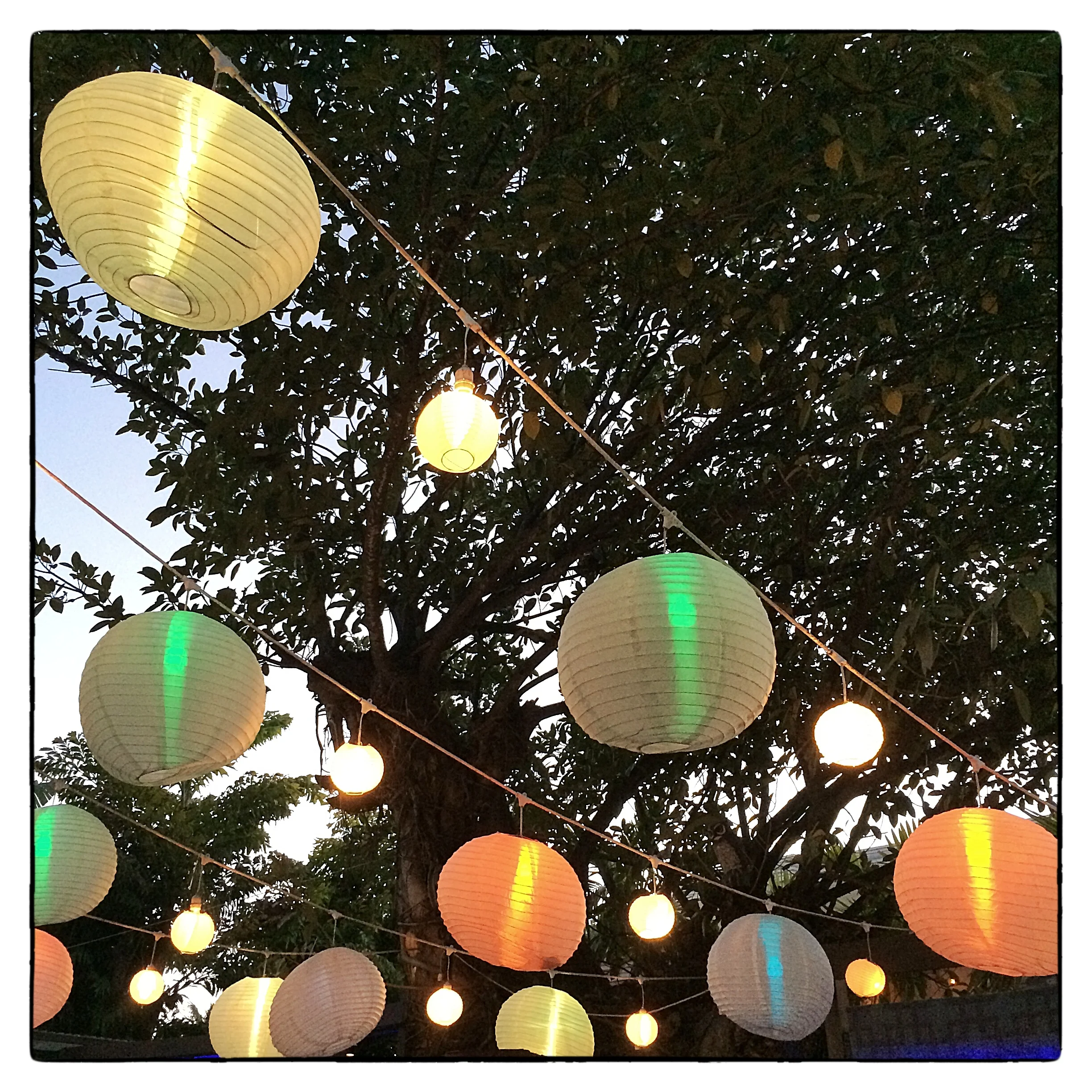 Courtyard dining under lanterns at Union in Delray Beach, Fla., shot on March 8, 2014.