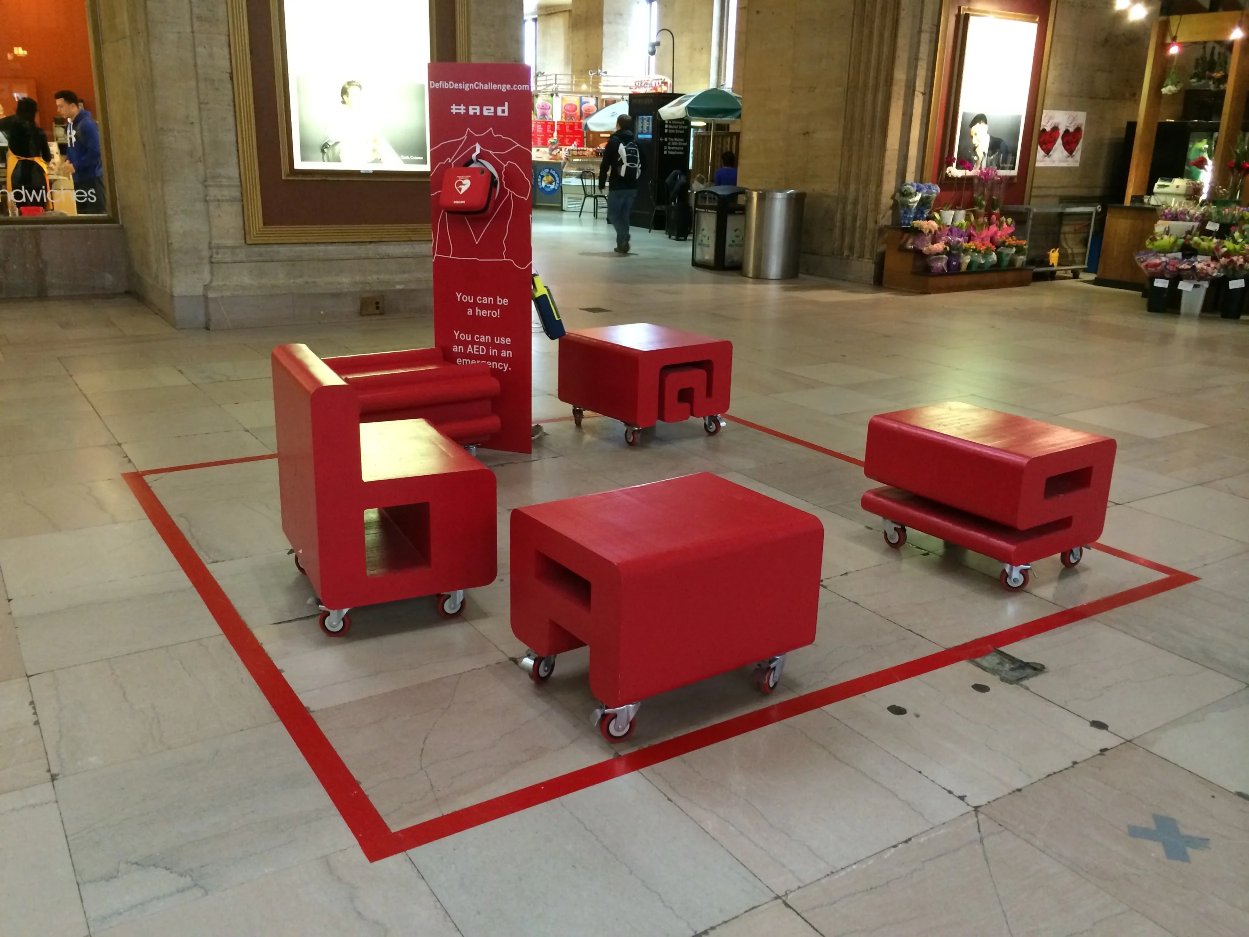 AED art exhibit at Philadelphia's 30th Street Station, shot March 22, 2014.