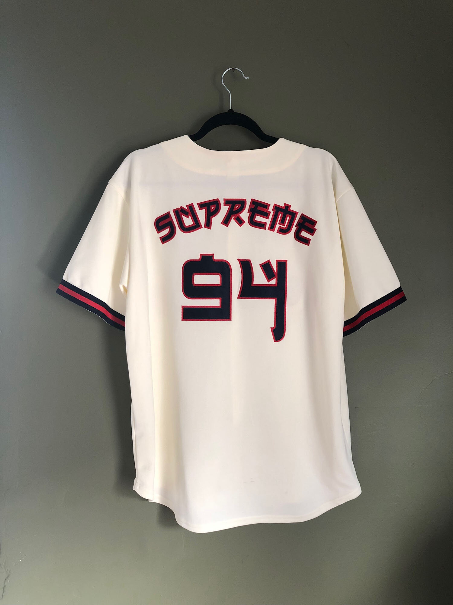 supreme red rum baseball jersey