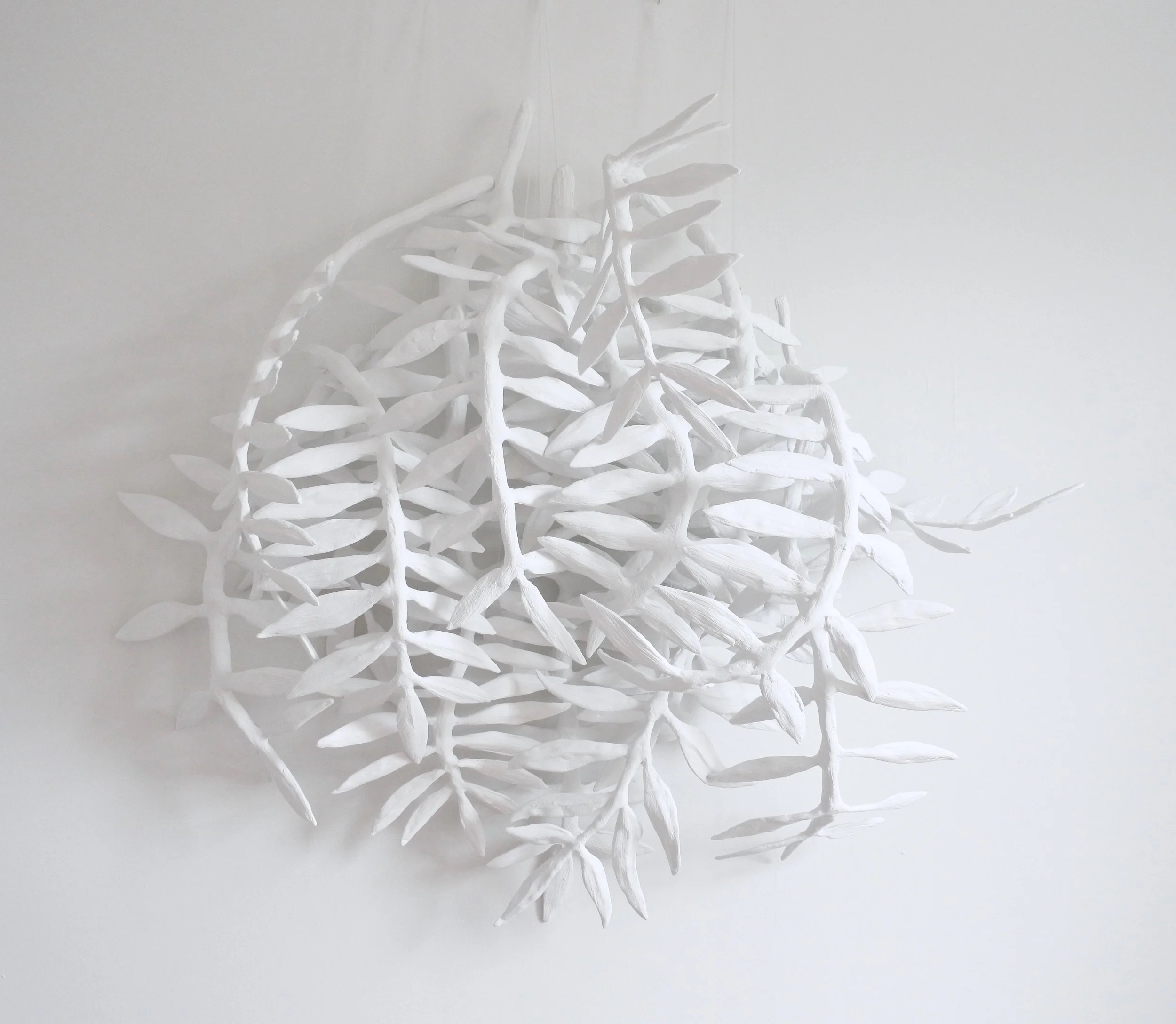 Brush Pile (sumac) 2019 plaster, steel, monofilament variable dimensions