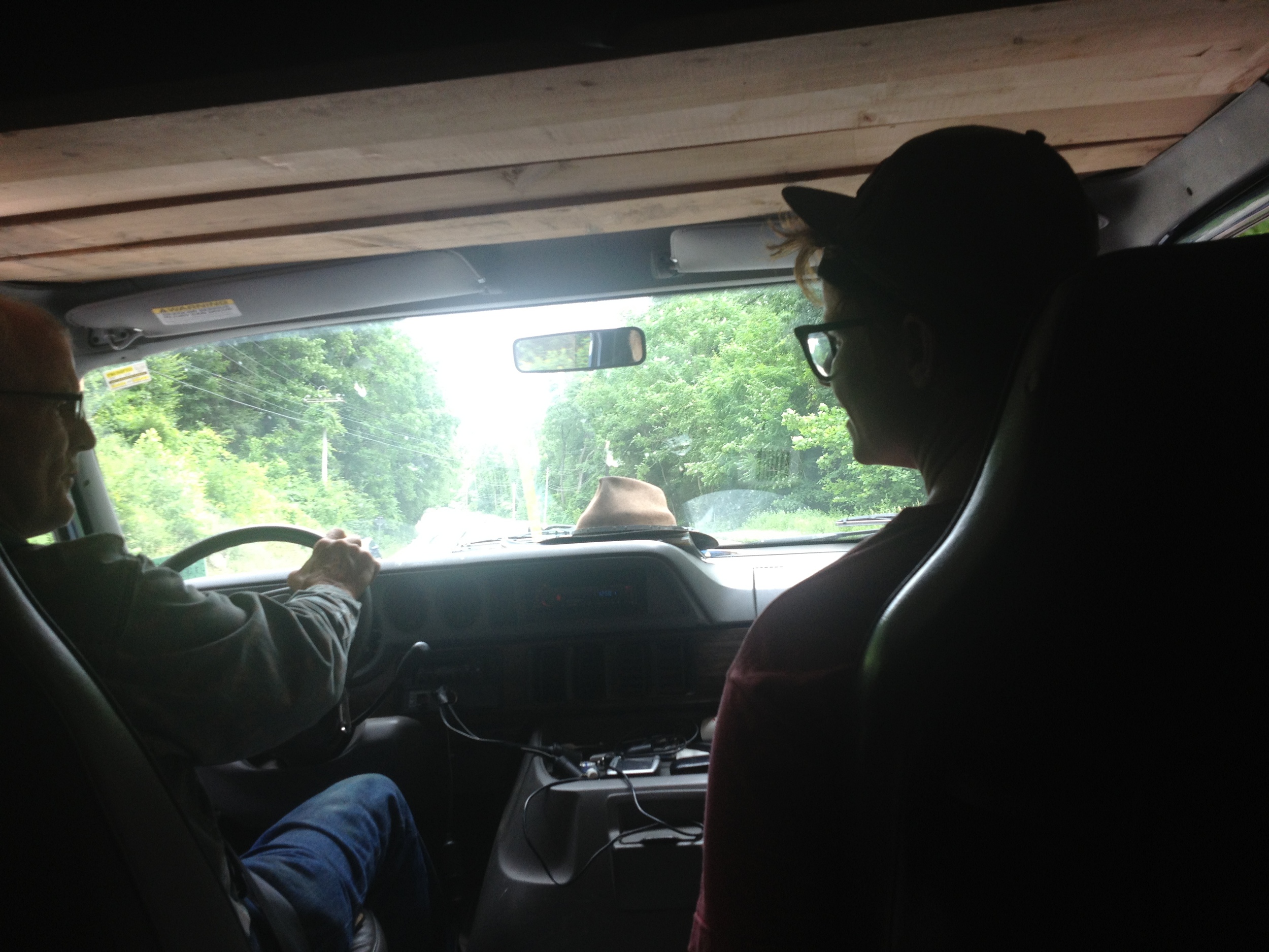 me talking to Larry, popcorn maker for Whole Foods, and our ride to the train