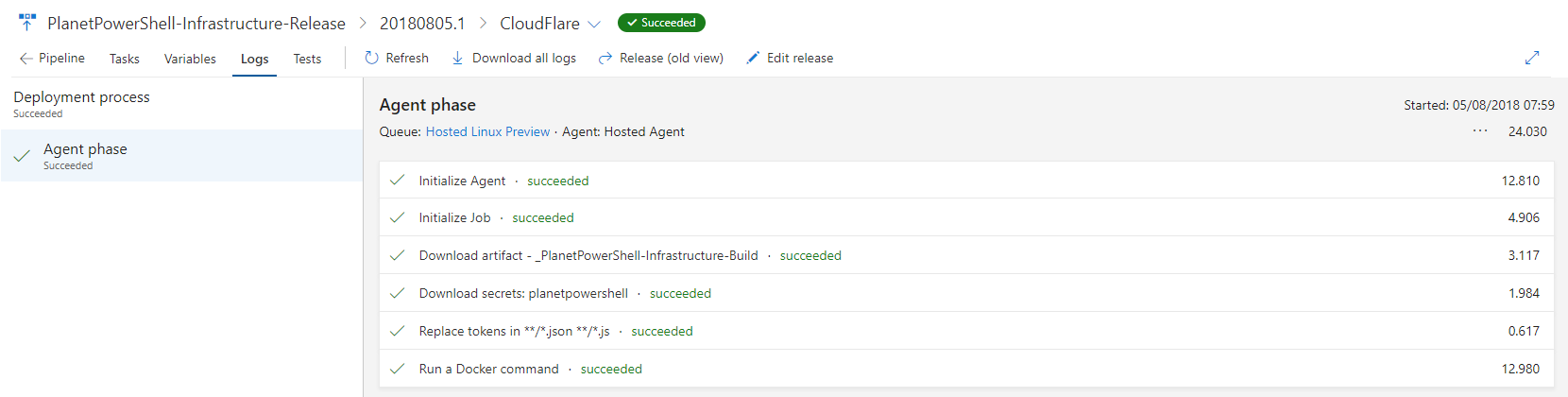 Release successful.