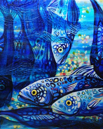 Oceanic Soiree Clique 2 oil on canvas 10" x 8"