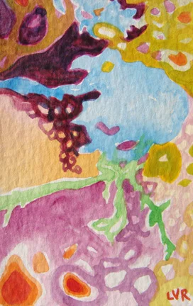 Kaleidoscopic Violaceous watercolor 3.75" x 2.5"