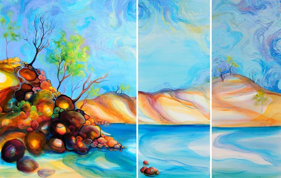 Pelada Point Nosara oil on canvas 40"x30", 40"x16", 40"x16"