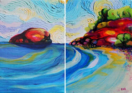 Point Playa Pelada oil on canvas 7"x5", 7"x5"