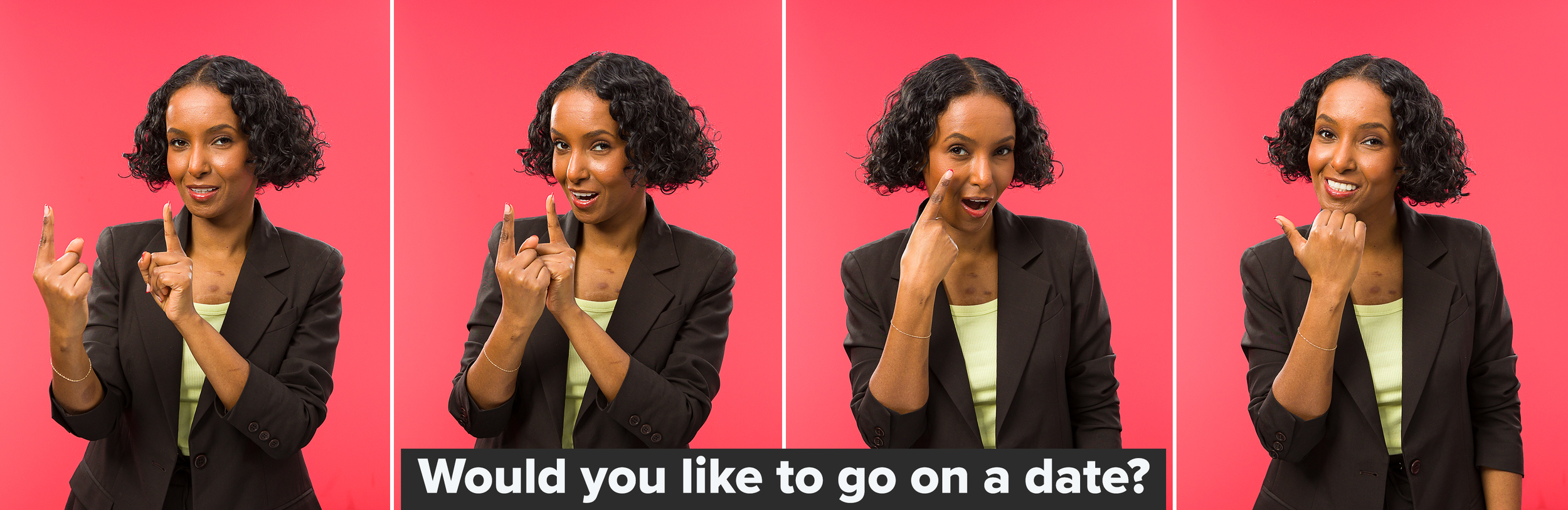 Deaf influencers and twins Hermon and Heroda teaching BSL for "Would you like to go on a date?"