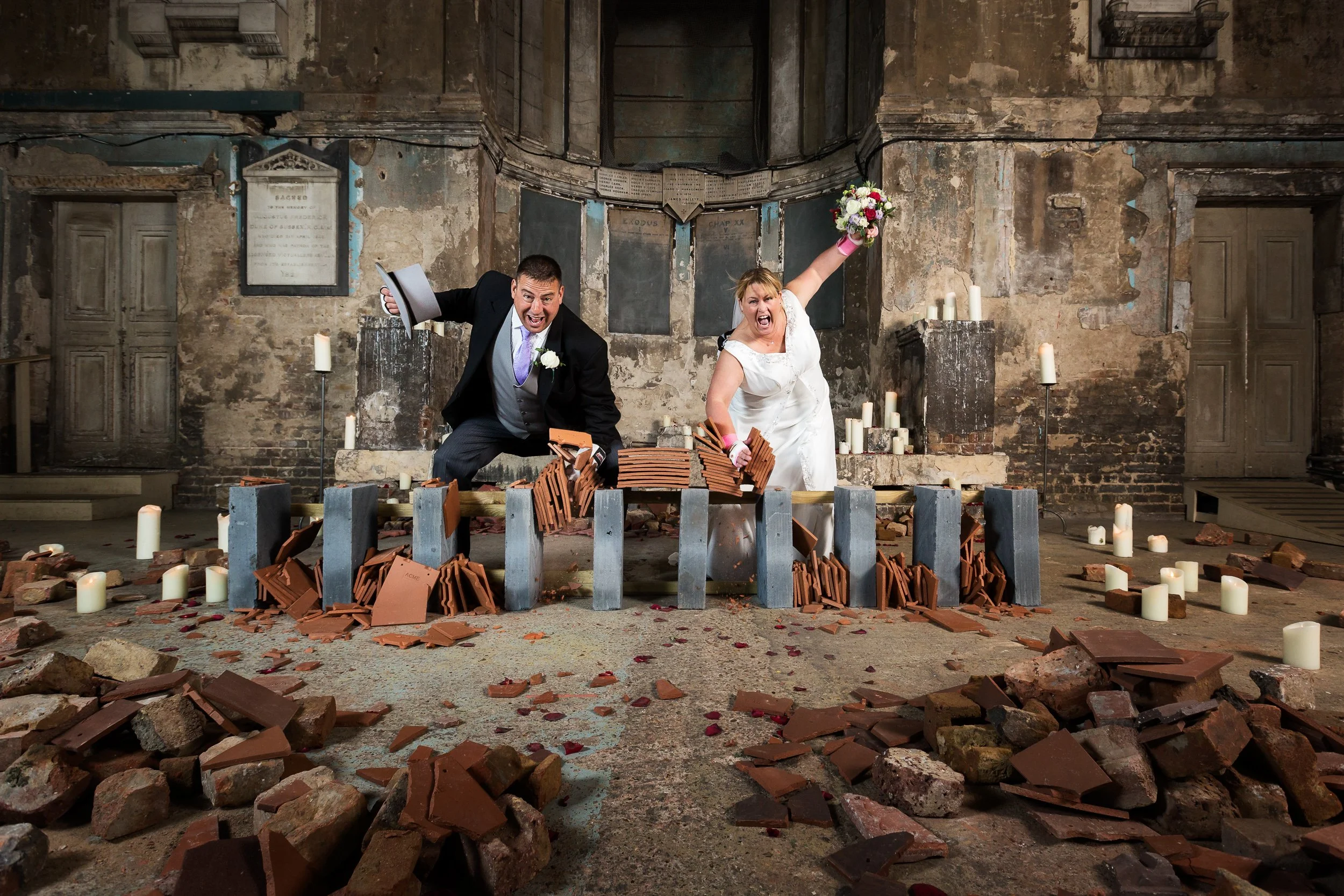 Guinness World Record Holders Lisa and Chris Pitman smash tiles