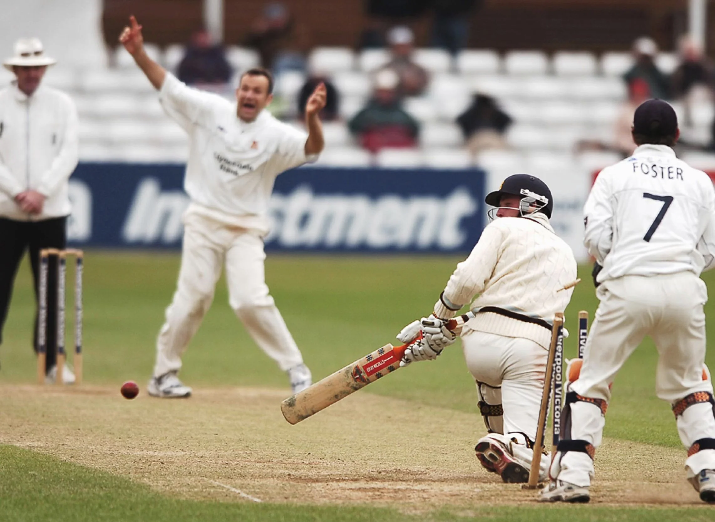 A bowler gets a batsman out by hitting the stumps
