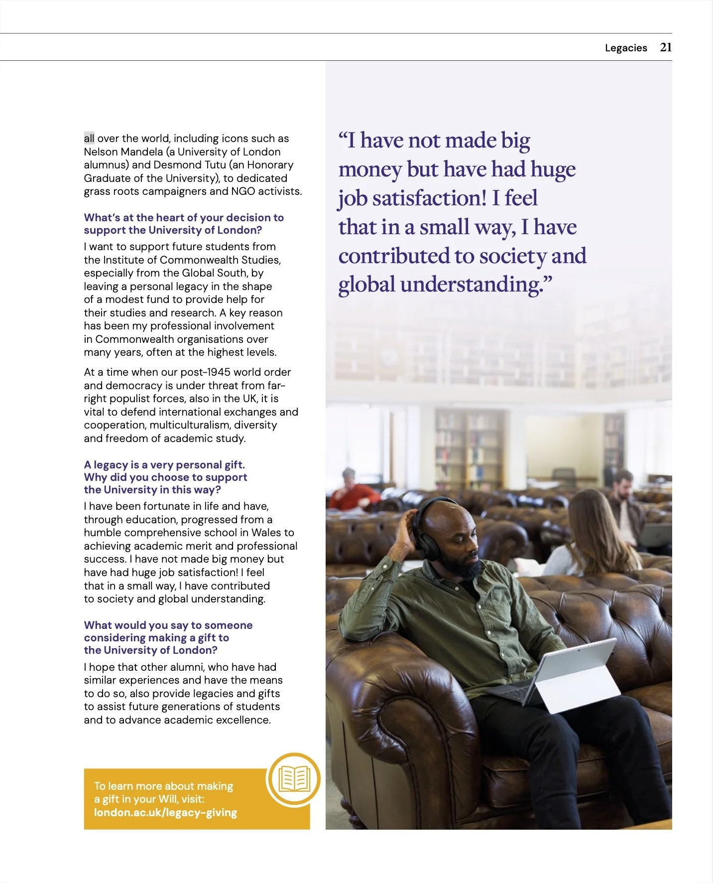 University prospectus page