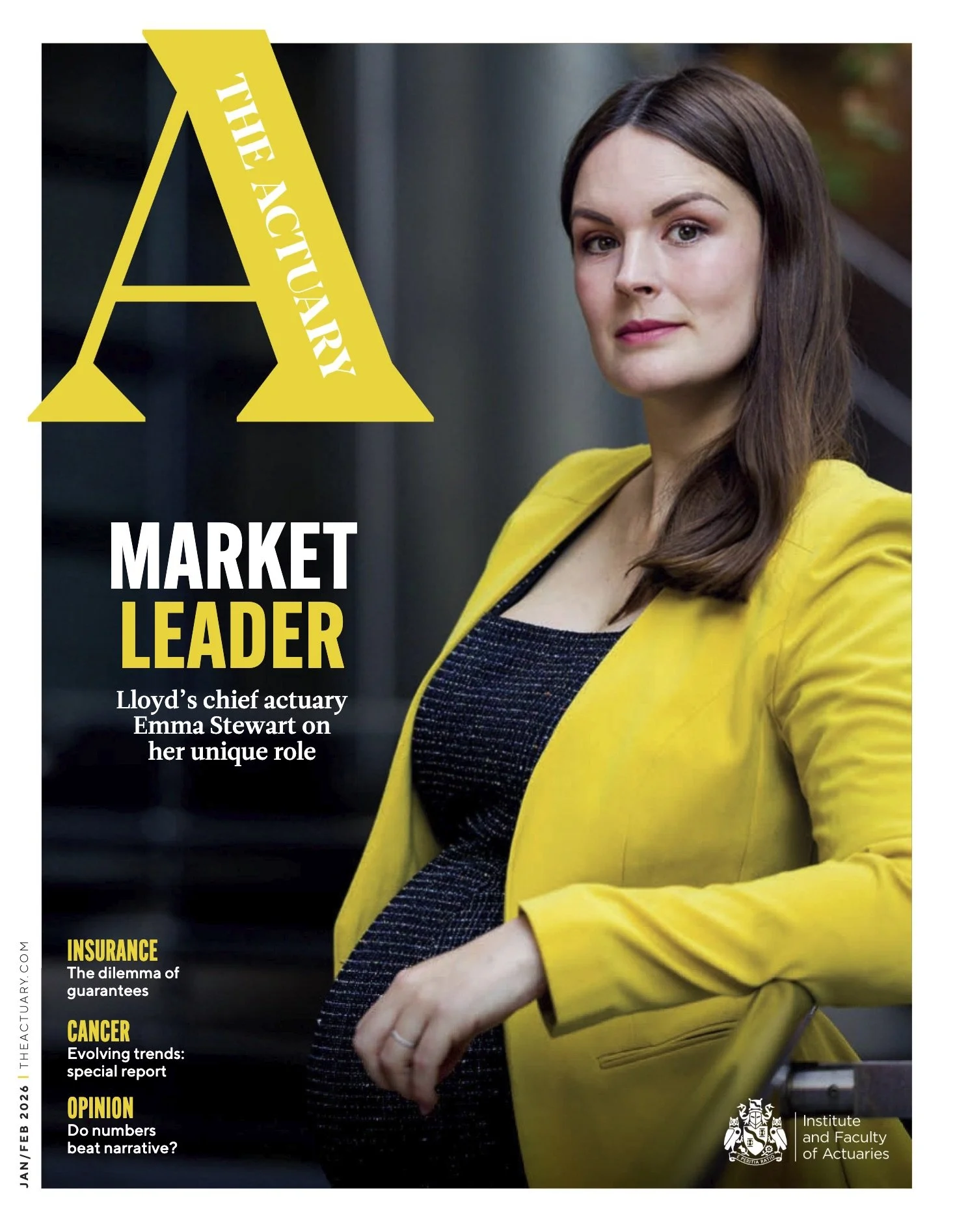 Magazine cover featuring a businesswoman