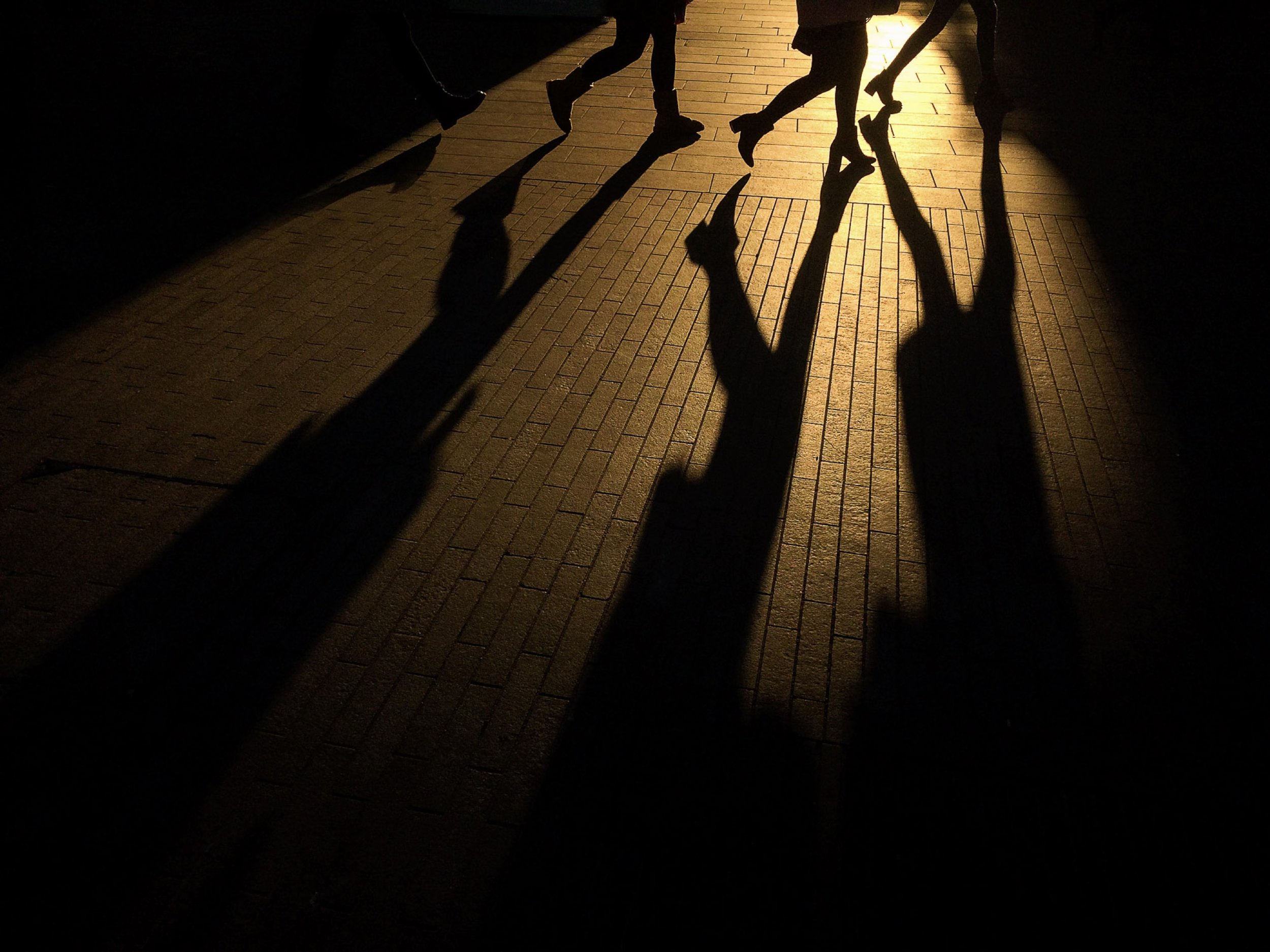 Silhouettes and shadows of commuters