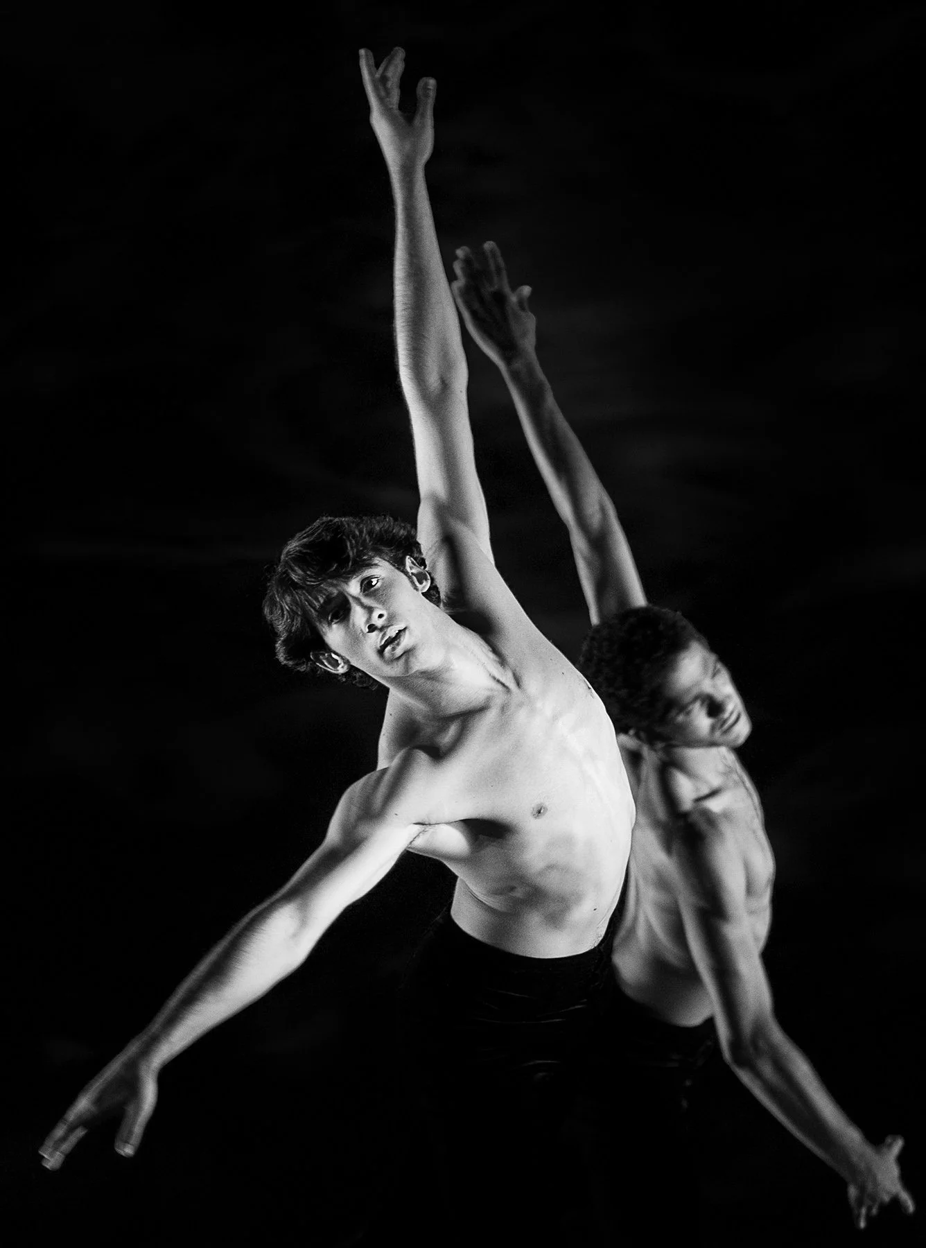 Two English National Ballet dancers on stage