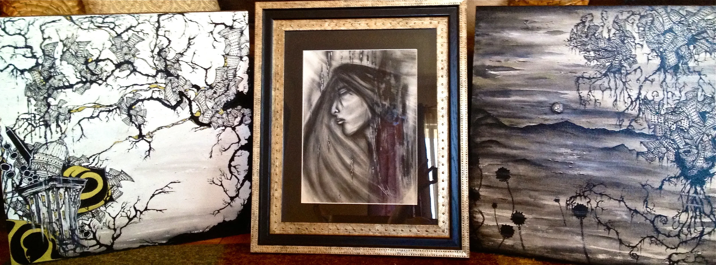 "The Kingdom", "Anguish", "The Wastes" (from viewer left to right)