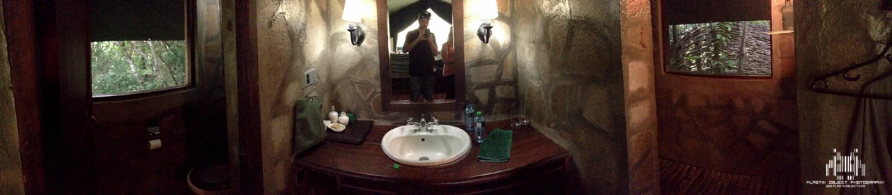 iPhone pano of our awesome bathroom area