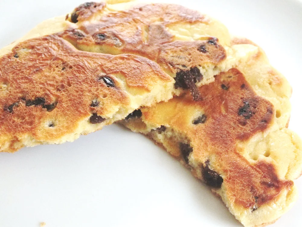 Our simple almond paste pancake recipe with some added mixed fruit
