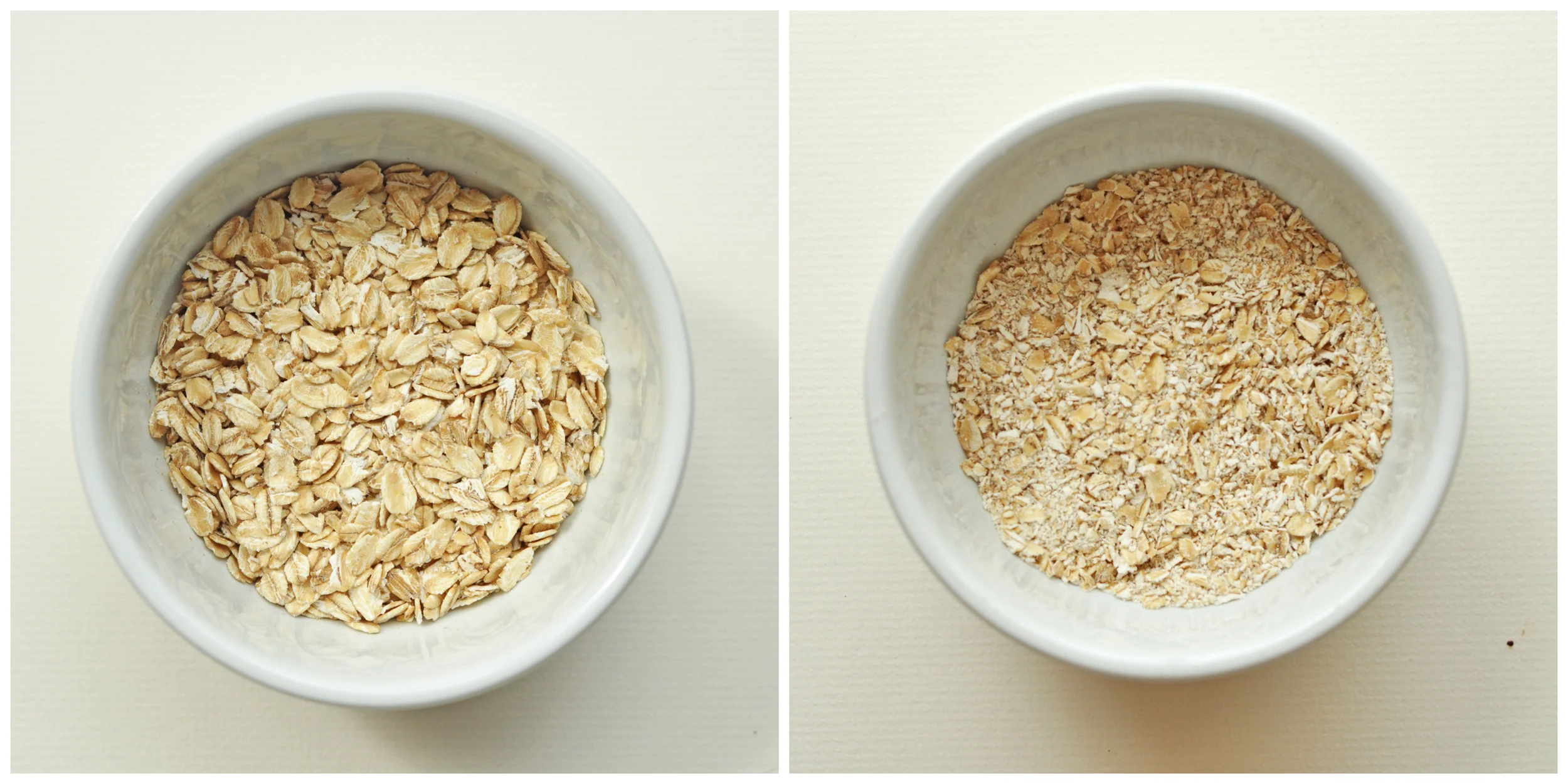 gluten free oats- the whole oats and the same oats processed into finer pieces.