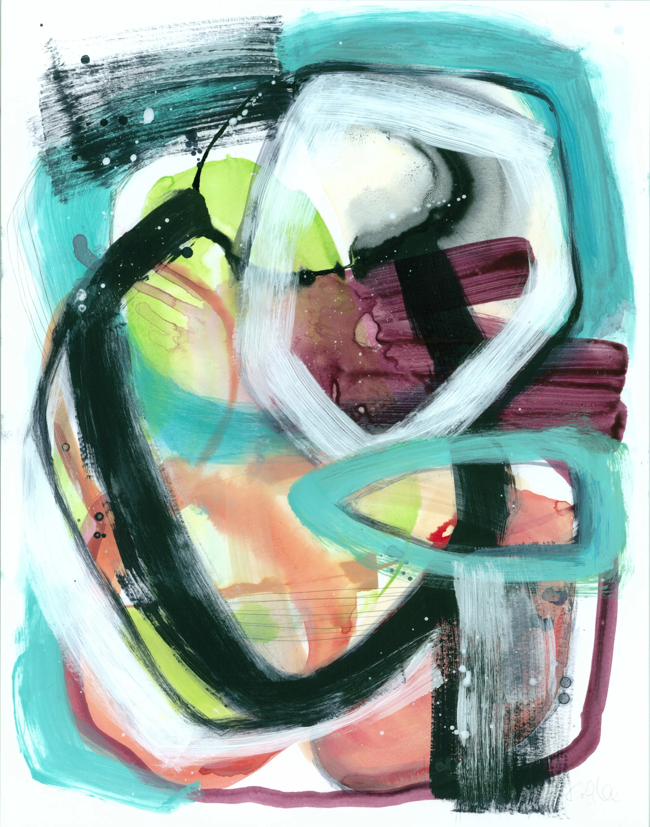 ink, pen & acrylic on paper artwork (14x11) is matted and framed 20 x 16 total size (available)