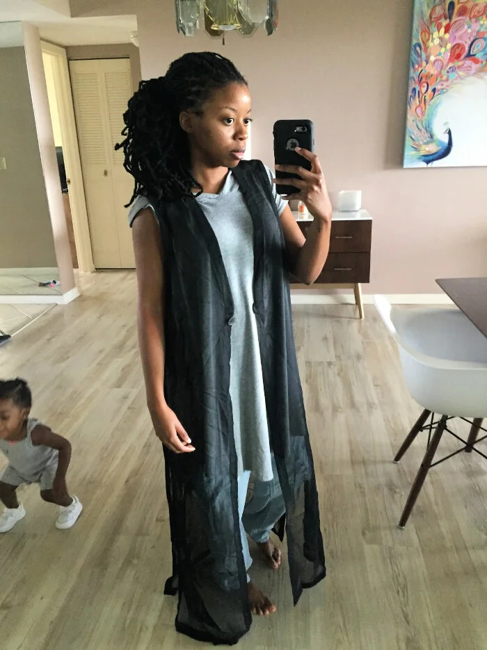 August 2019 Thrift Haul Black Sheer Duster.jpg