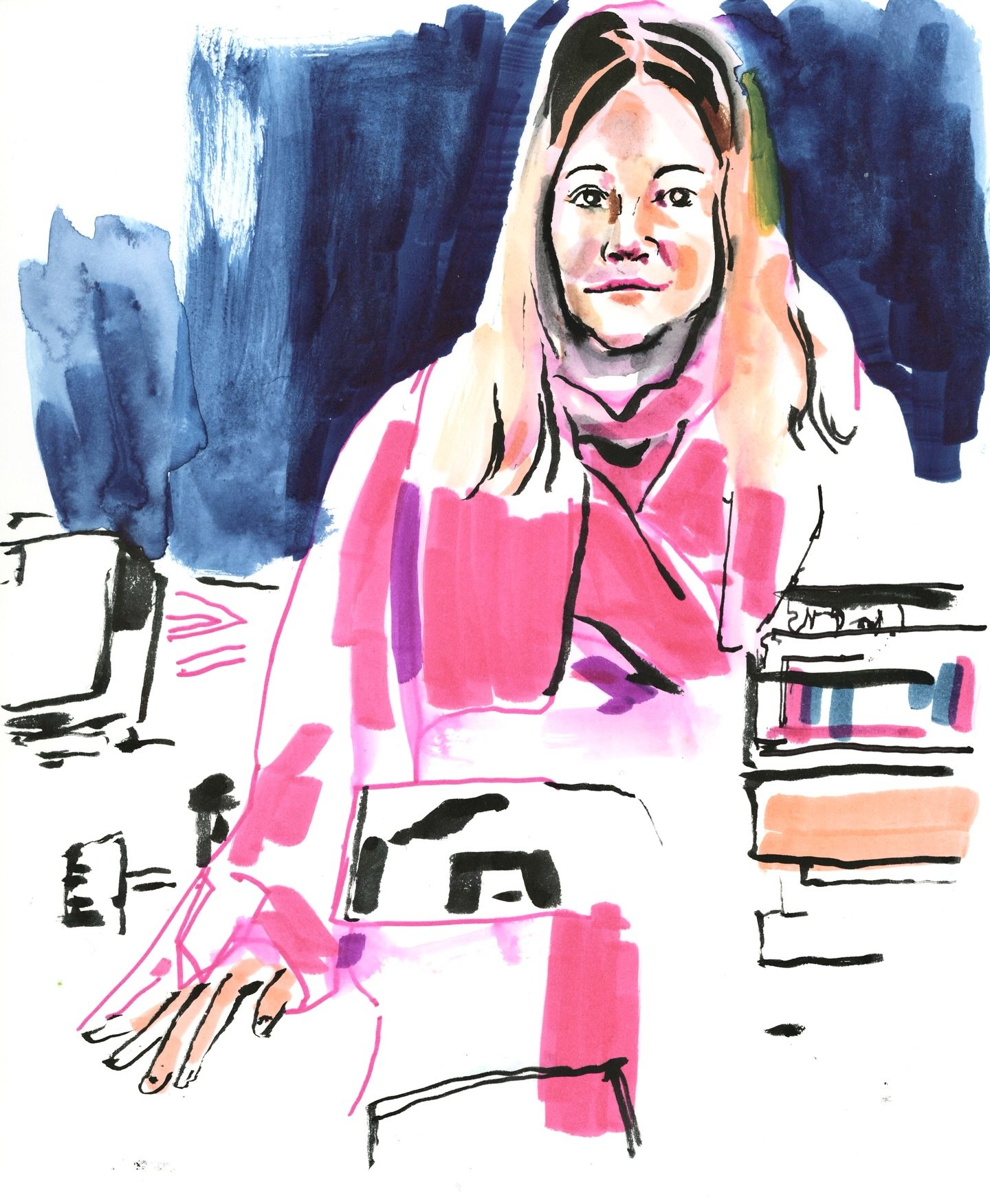 That pink coat was really fun to draw!