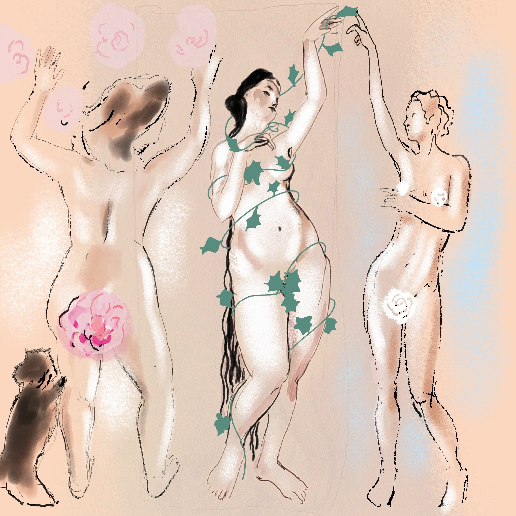 Primavera theme by @floorlengthfrankie for @exquisite.corpse.collective2. Featuring @anna_in_arts +cat @floorlengthfrankie and @kelly_lifemodel