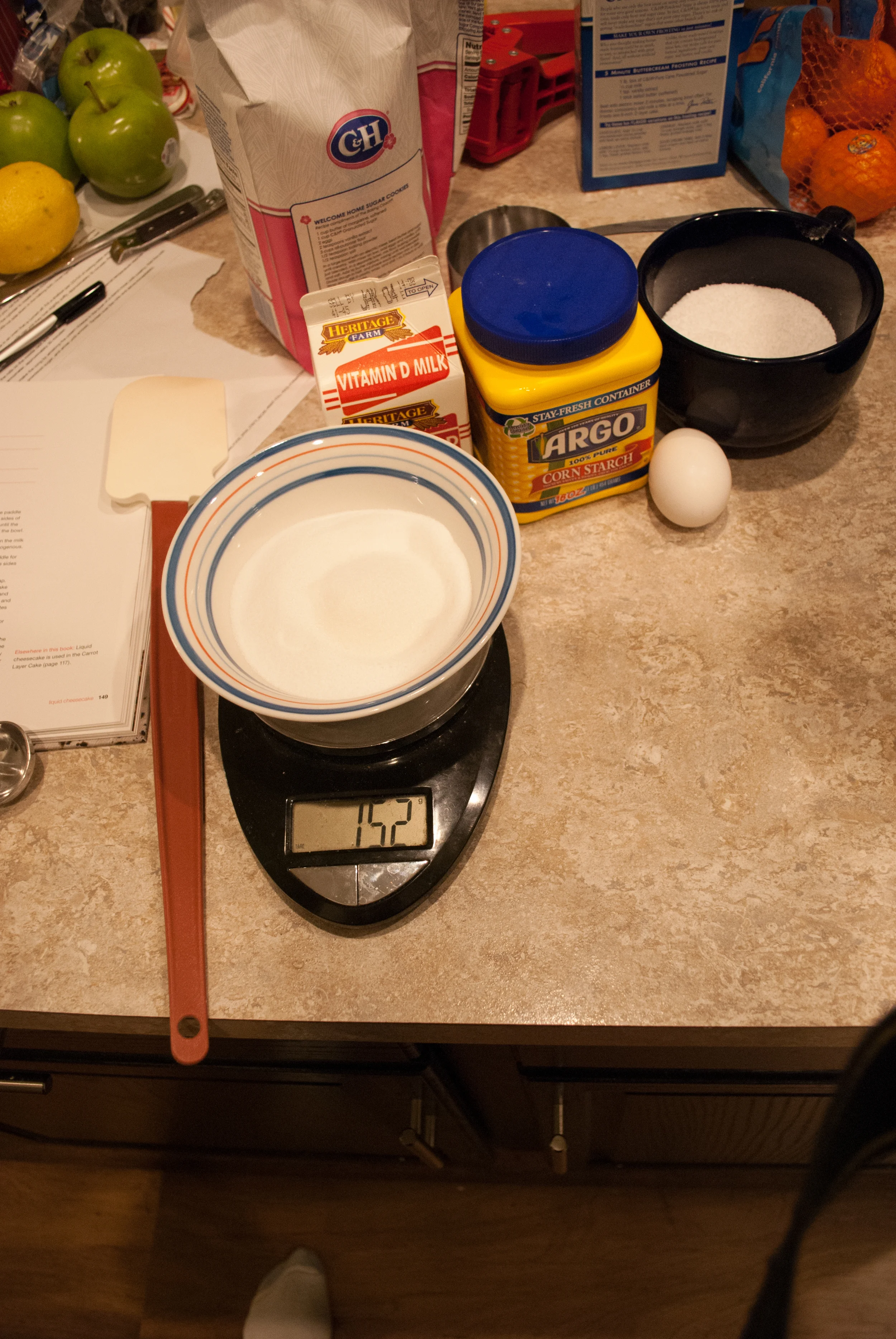 Measured out for liquid cheesecake.